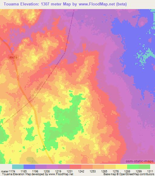 Touama,Morocco Elevation Map