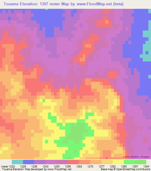 Touama,Morocco Elevation Map