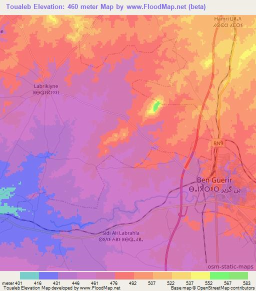 Toualeb,Morocco Elevation Map