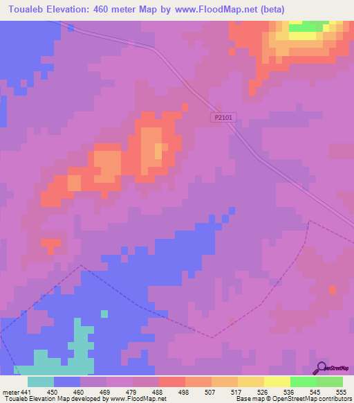 Toualeb,Morocco Elevation Map