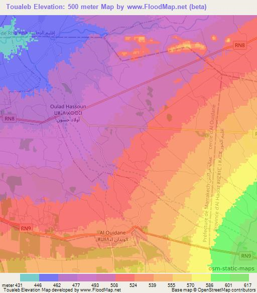 Toualeb,Morocco Elevation Map