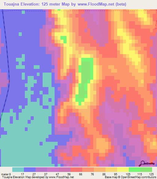 Touajna,Morocco Elevation Map