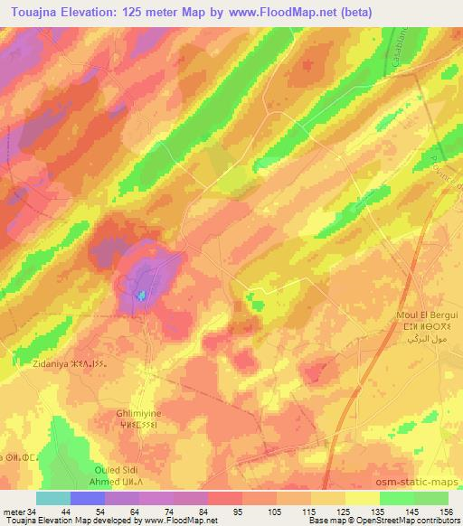 Touajna,Morocco Elevation Map