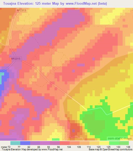 Touajna,Morocco Elevation Map