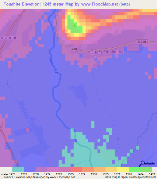 Touahite,Morocco Elevation Map