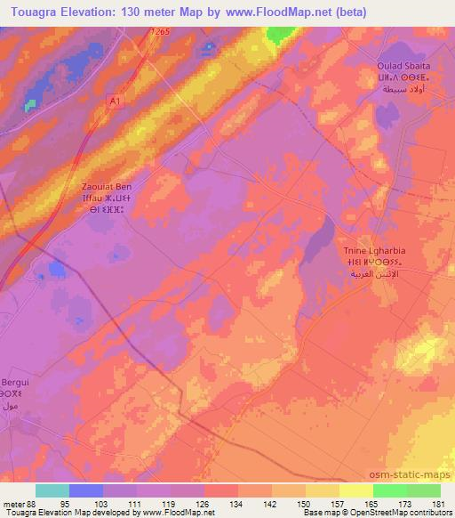 Touagra,Morocco Elevation Map