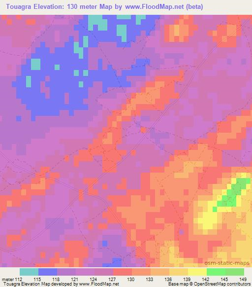 Touagra,Morocco Elevation Map