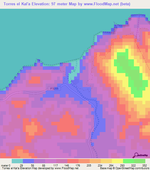 Torres el Kal'a,Morocco Elevation Map