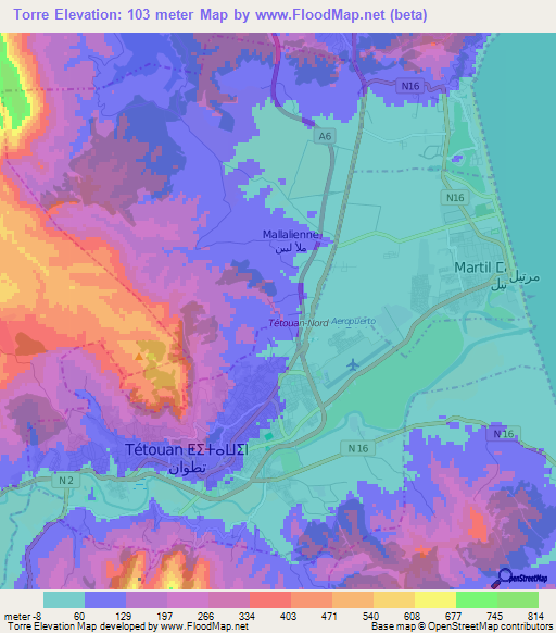 Torre,Morocco Elevation Map