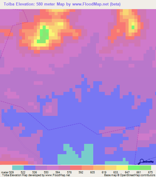 Tolba,Morocco Elevation Map