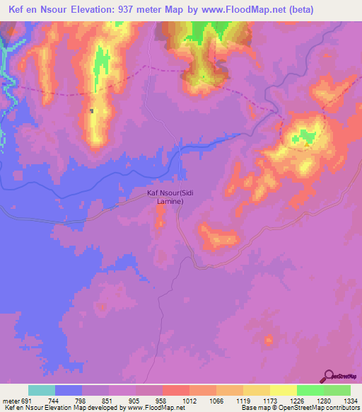 Kef en Nsour,Morocco Elevation Map