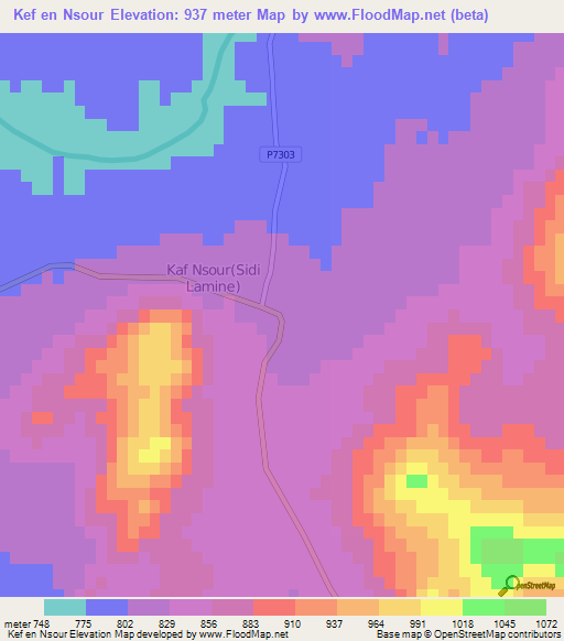 Kef en Nsour,Morocco Elevation Map