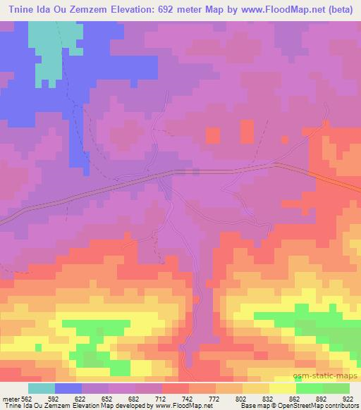 Tnine Ida Ou Zemzem,Morocco Elevation Map