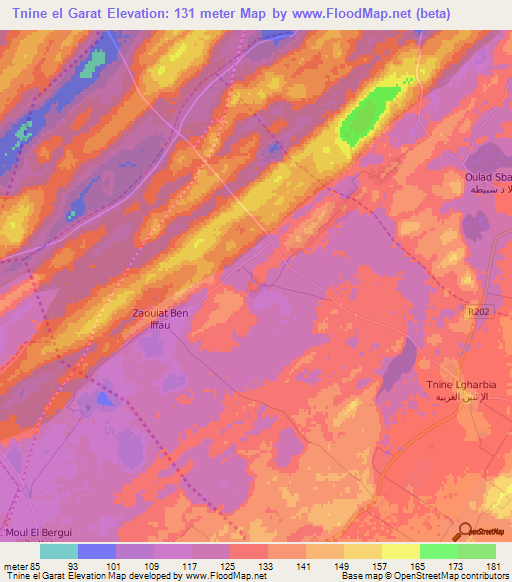 Tnine el Garat,Morocco Elevation Map