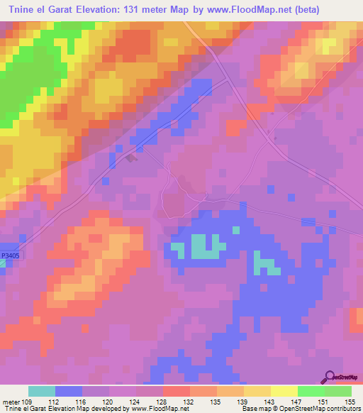 Tnine el Garat,Morocco Elevation Map