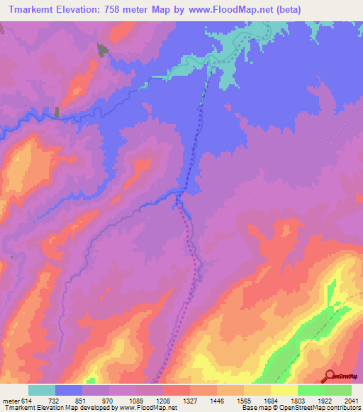 Tmarkemt,Morocco Elevation Map