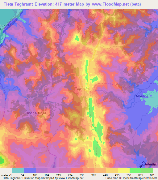 Tleta Taghramt,Morocco Elevation Map