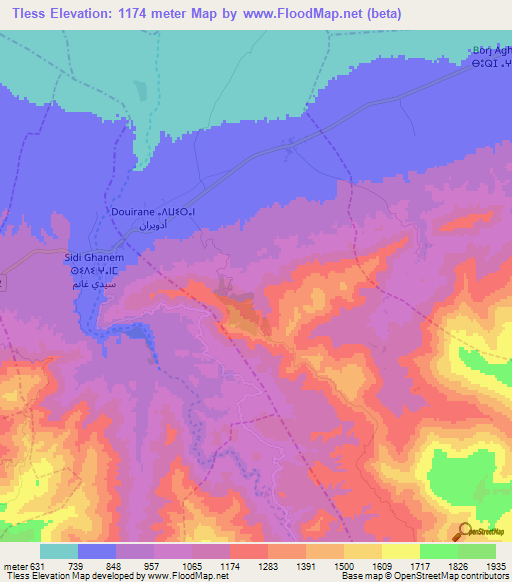 Tless,Morocco Elevation Map