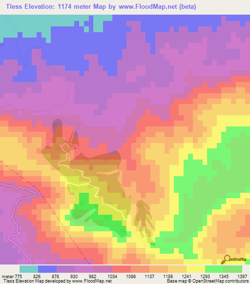 Tless,Morocco Elevation Map