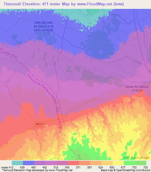 Tlemoudi,Morocco Elevation Map