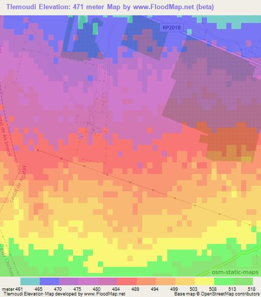 Tlemoudi,Morocco Elevation Map