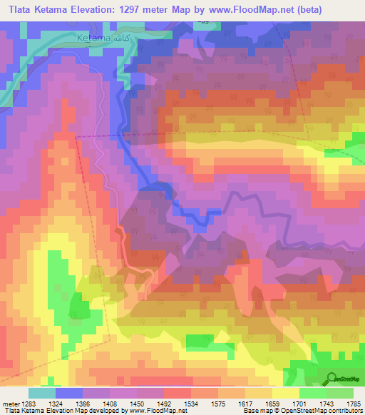 Tlata Ketama,Morocco Elevation Map