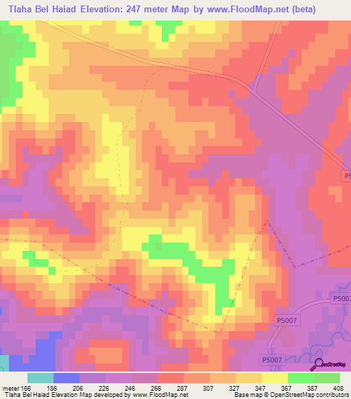 Tlaha Bel Haiad,Morocco Elevation Map