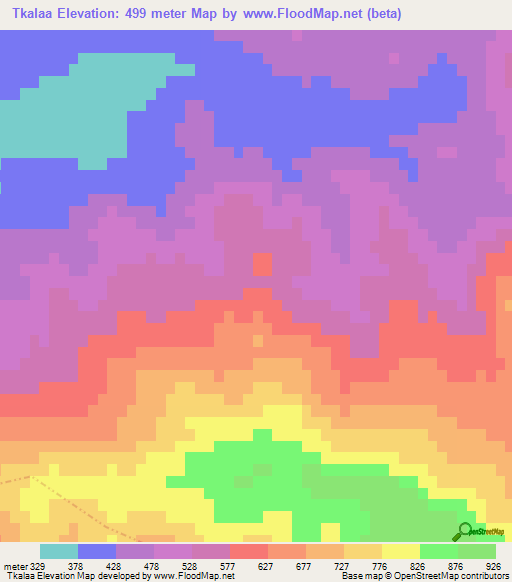 Tkalaa,Morocco Elevation Map