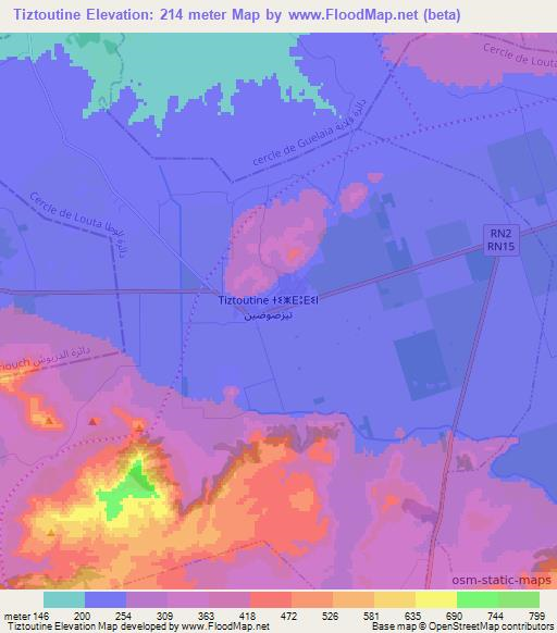 Tiztoutine,Morocco Elevation Map