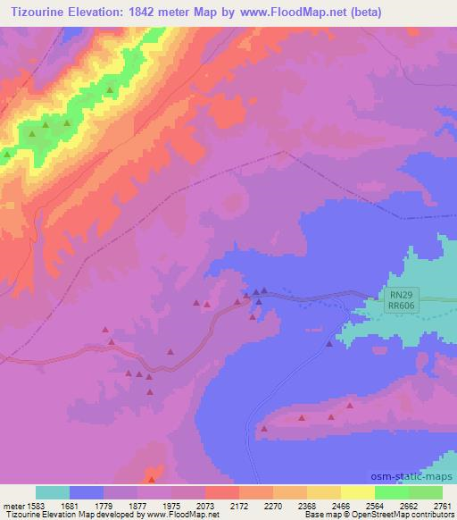 Tizourine,Morocco Elevation Map