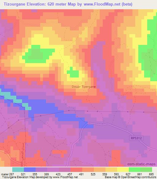 Tizourgane,Morocco Elevation Map