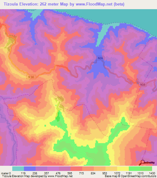 Tizoula,Morocco Elevation Map