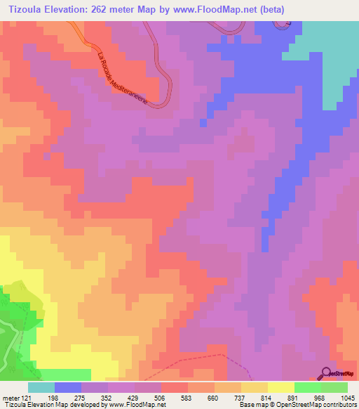 Tizoula,Morocco Elevation Map