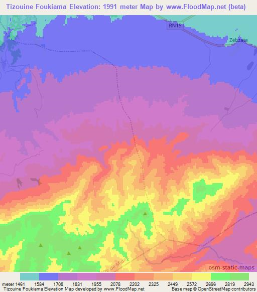 Tizouine Foukiama,Morocco Elevation Map