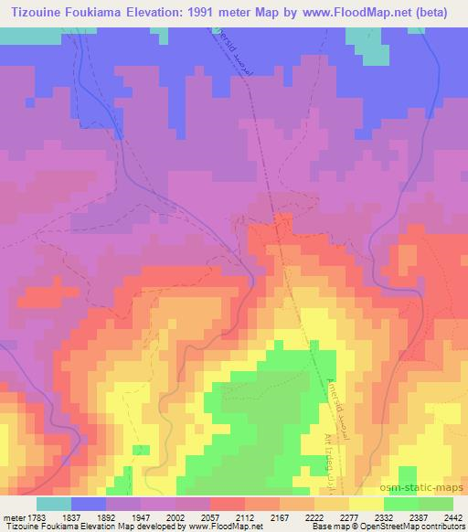 Tizouine Foukiama,Morocco Elevation Map