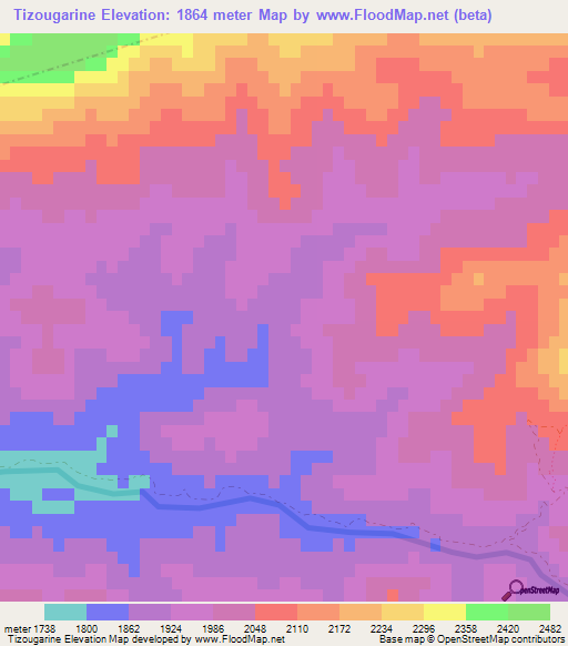 Tizougarine,Morocco Elevation Map