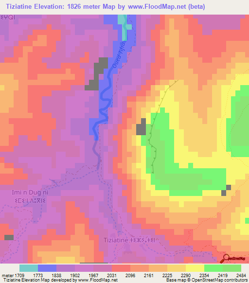 Tiziatine,Morocco Elevation Map