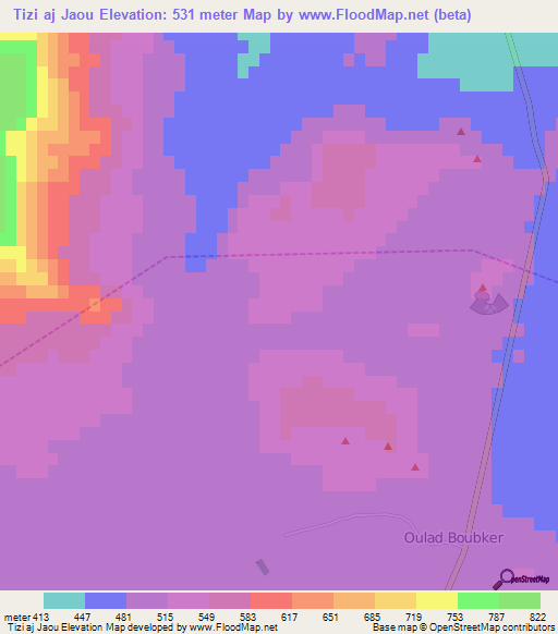 Tizi aj Jaou,Morocco Elevation Map