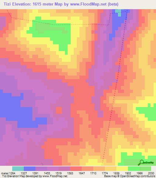 Tizi,Morocco Elevation Map