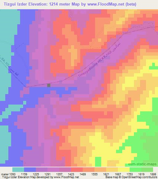 Tizgui Izder,Morocco Elevation Map