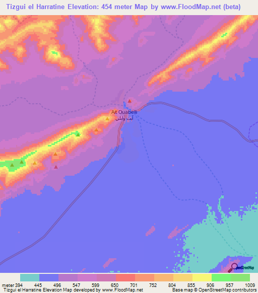 Tizgui el Harratine,Morocco Elevation Map