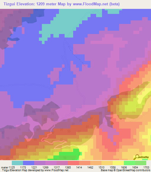 Tizgui,Morocco Elevation Map