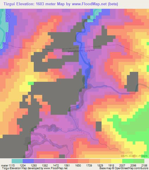 Tizgui,Morocco Elevation Map