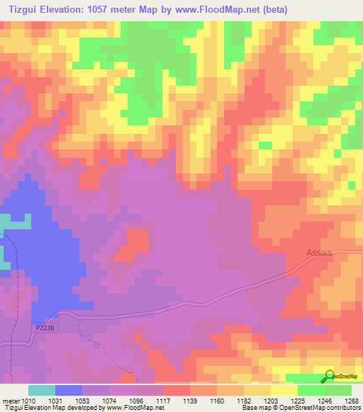 Tizgui,Morocco Elevation Map