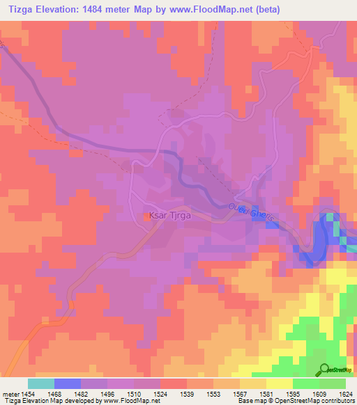 Tizga,Morocco Elevation Map