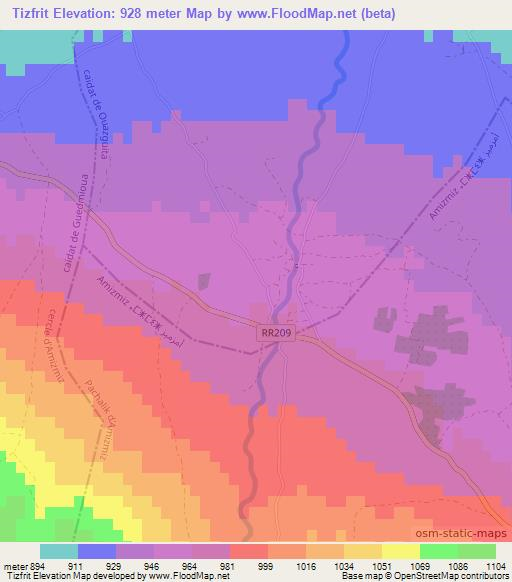 Tizfrit,Morocco Elevation Map