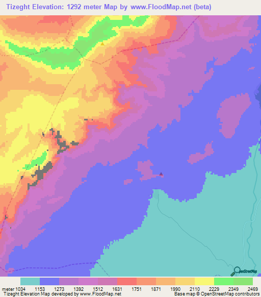 Tizeght,Morocco Elevation Map