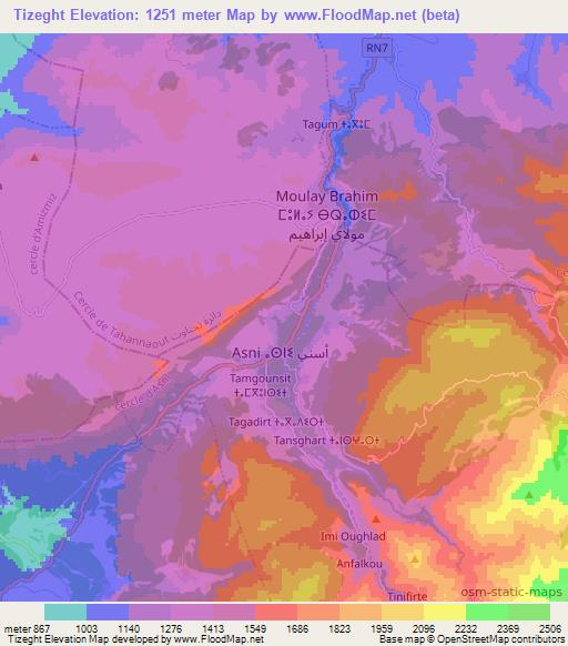 Tizeght,Morocco Elevation Map