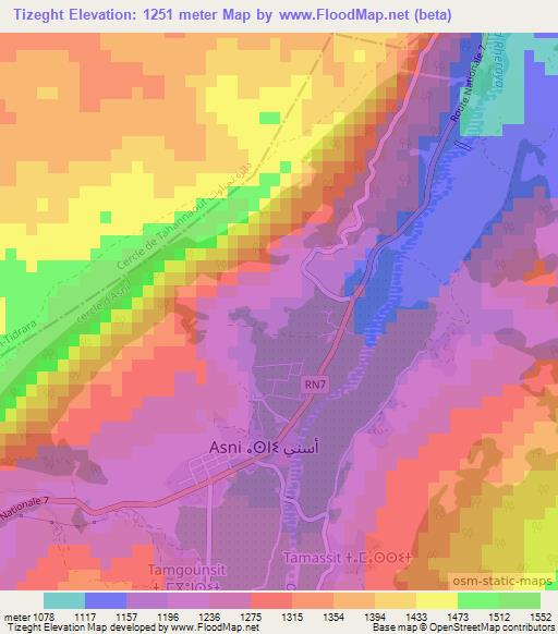 Tizeght,Morocco Elevation Map