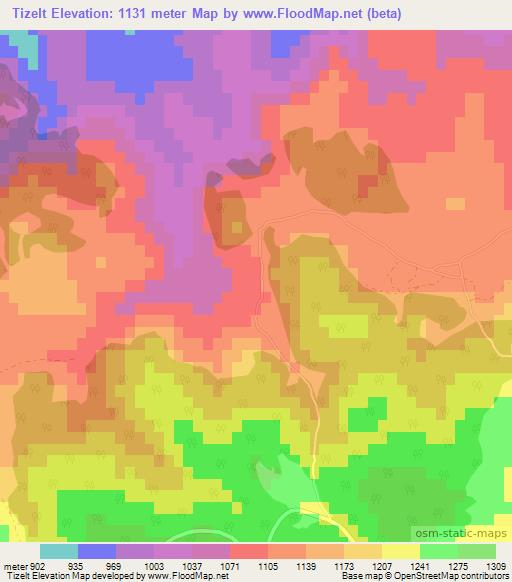 Tizelt,Morocco Elevation Map